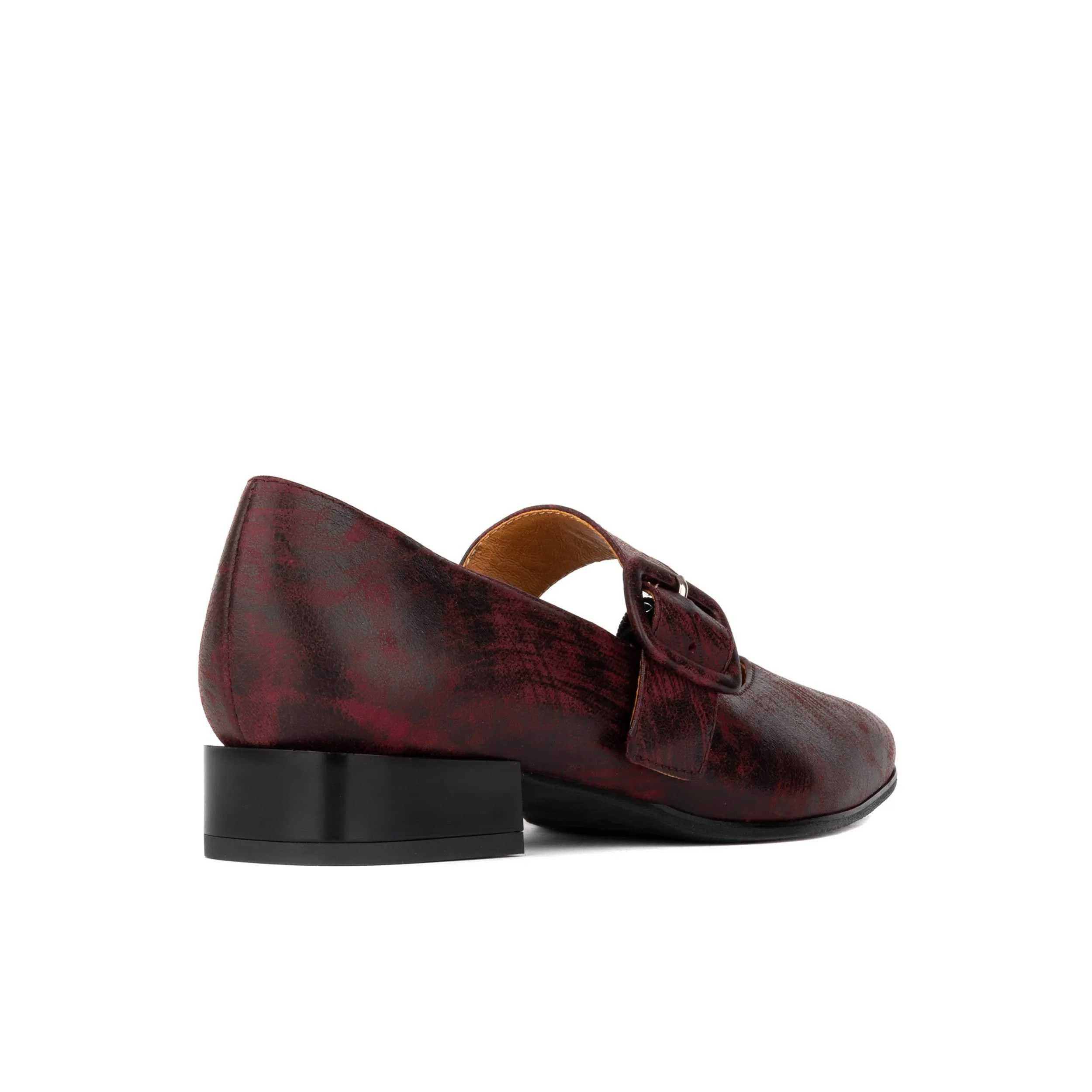 Bliss - Burgundy - Women's block heel square toe brushed leather Mary-Jane - Image 5