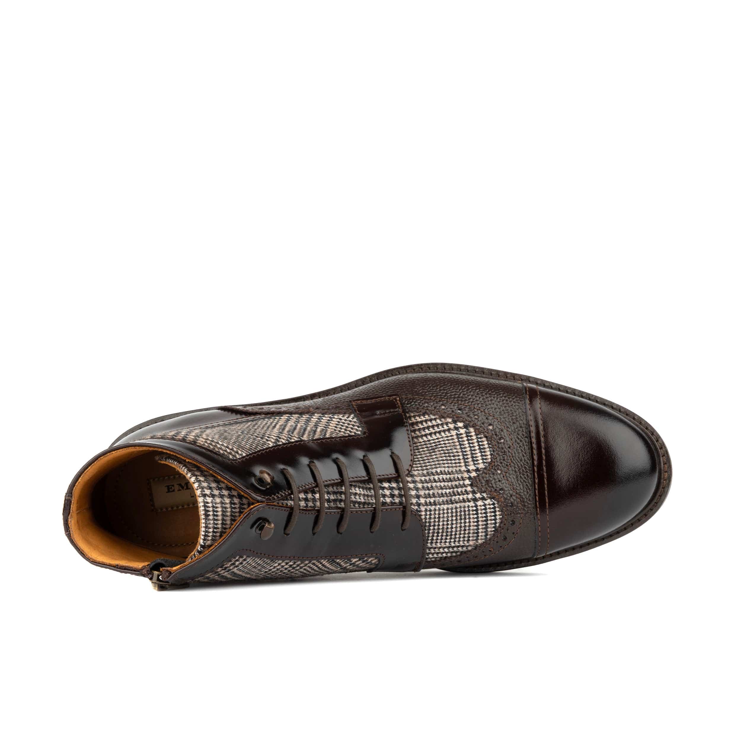 Charles - Brown Check - Men's toe cap dressy leather boot in leather and textile - Image 7