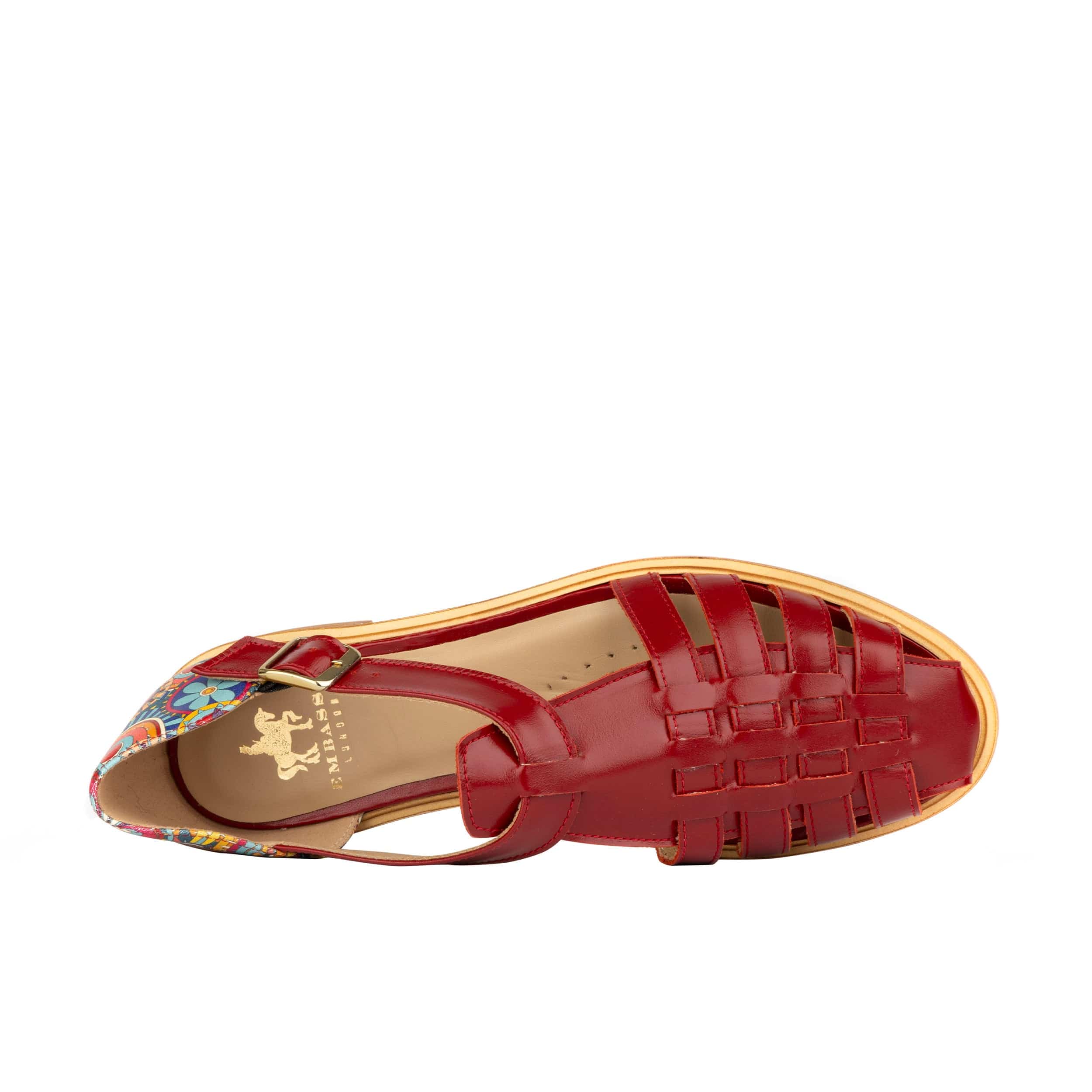 Sandy - Burgundy Signature - Women's fishermen flat leather sandal with covered heel - Image 6