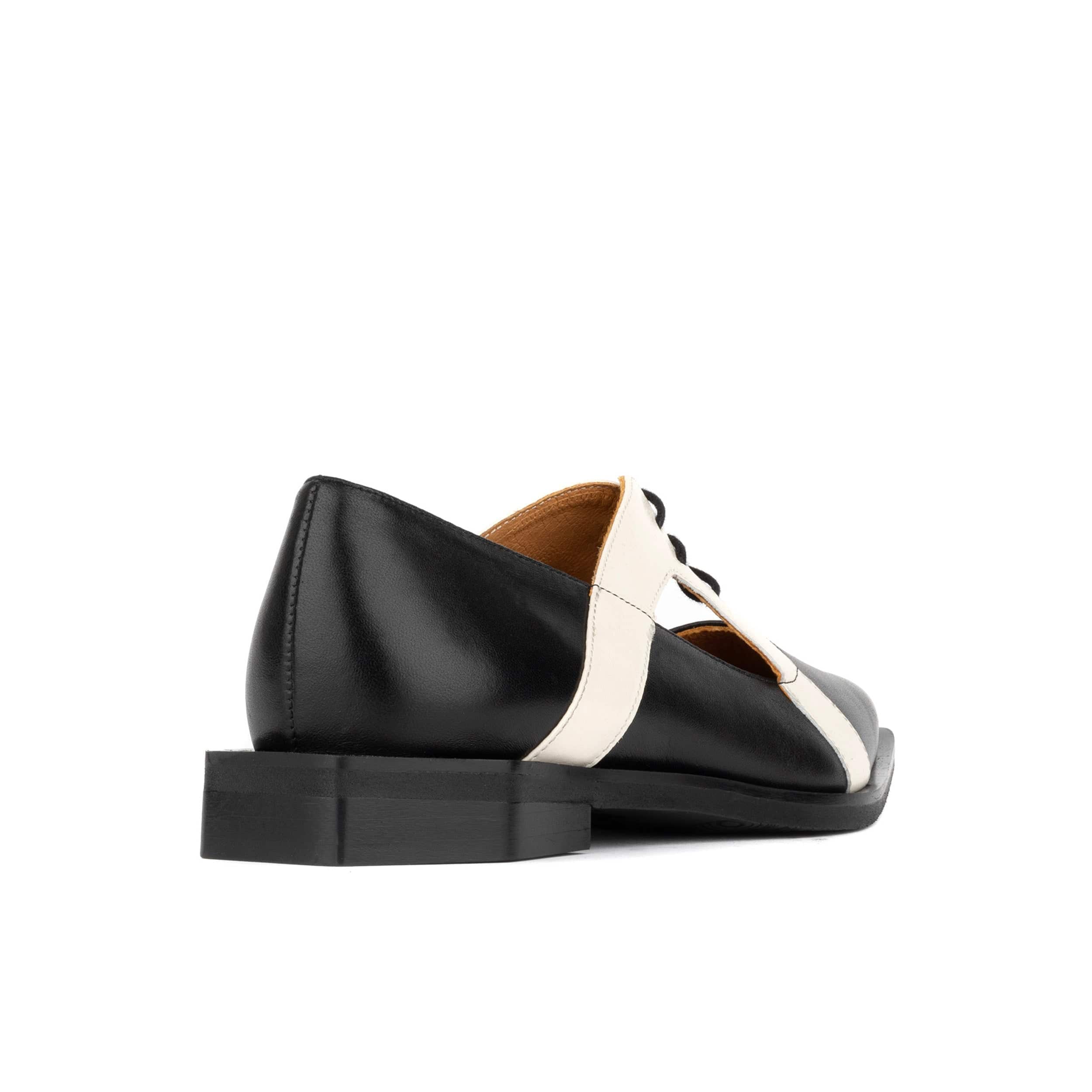 Harlowe - Black & White - Women's cutout leather lace up shoe - Image 5
