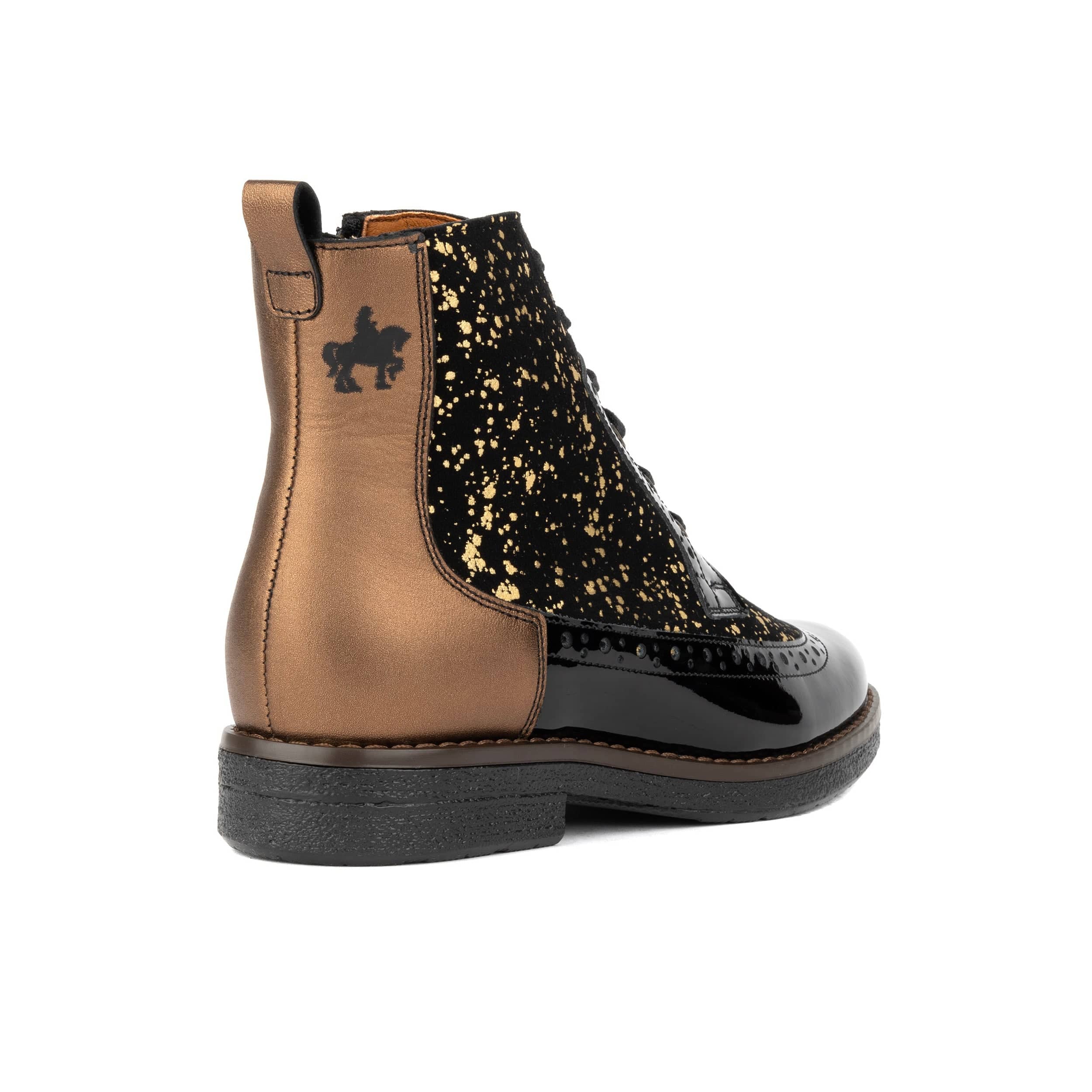 Hatter - Black Gold Drops - Women's Leather Ankle Lace-up Boot - Image 5