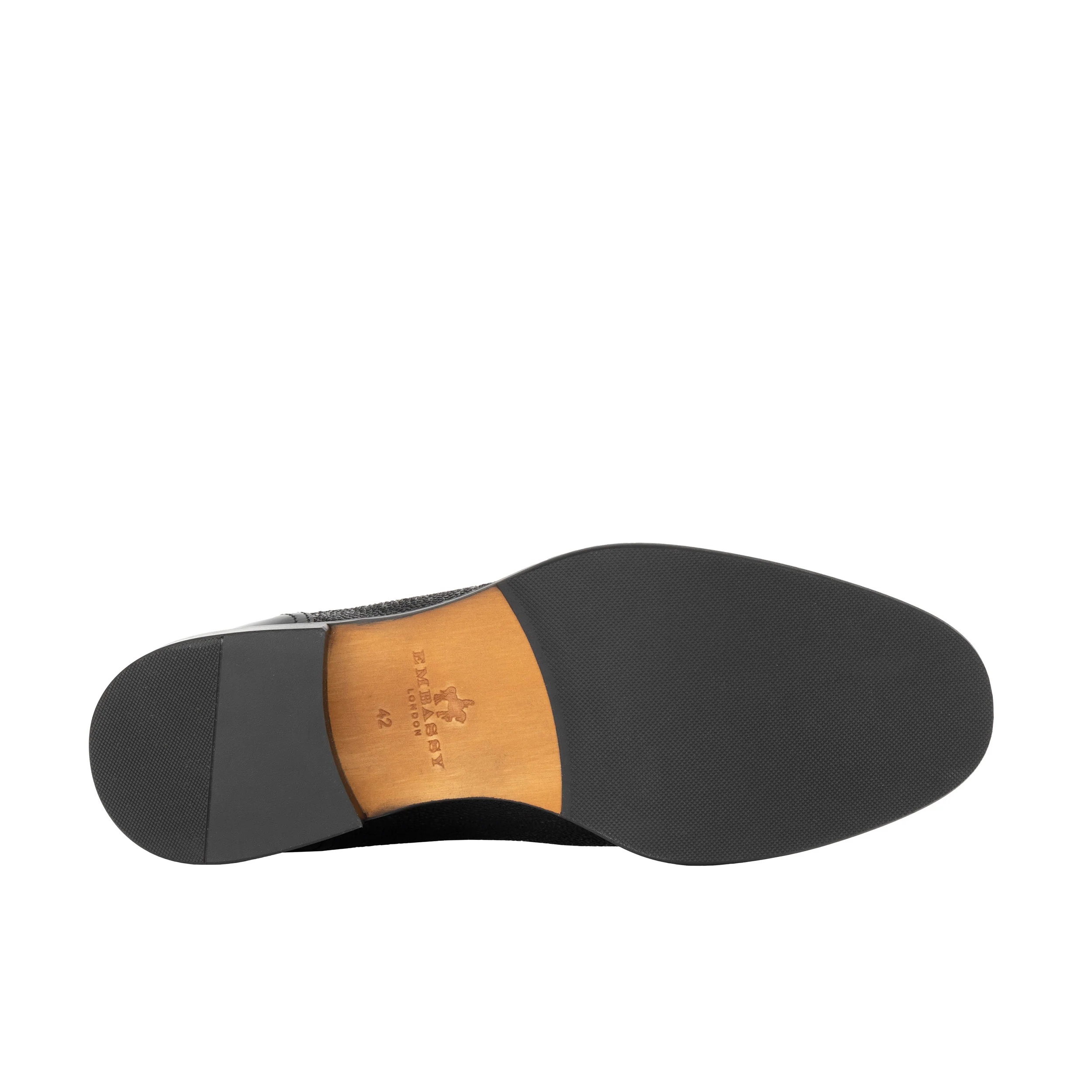 Orlando - Black & Yellow Flowers - Men's toe cap dressy black shoe with flower print leather - Image 5