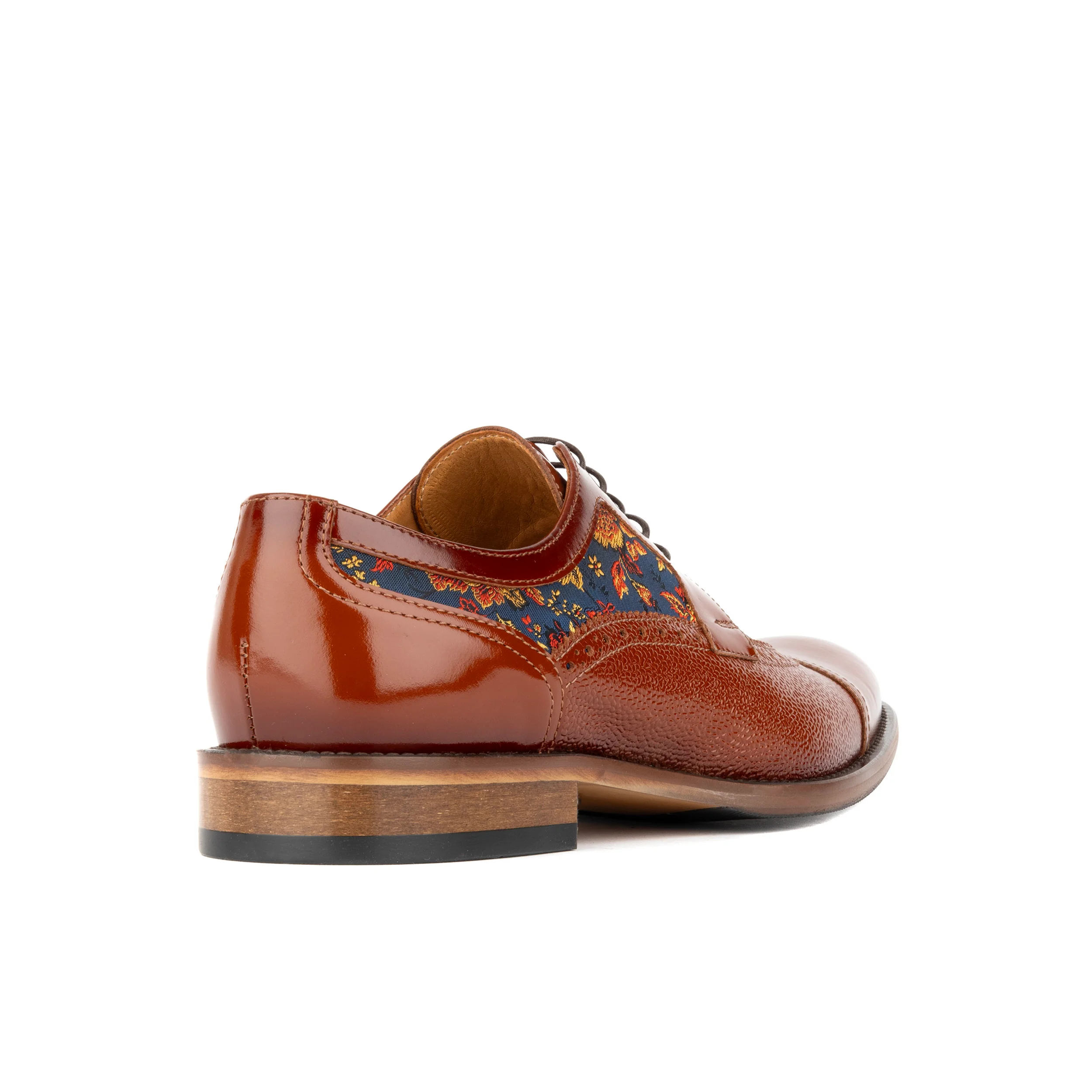 Orlando - Tan & Blue Flowers - Men's leather dress shoe with floral print - Image 5