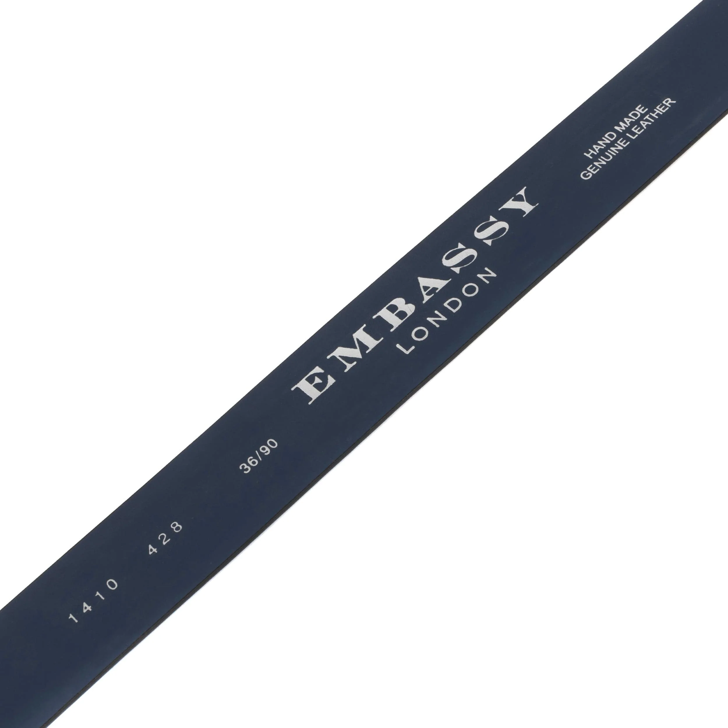 Scott - Navy - Men's smooth full-grain navy leather belt with brogue style - Image 4